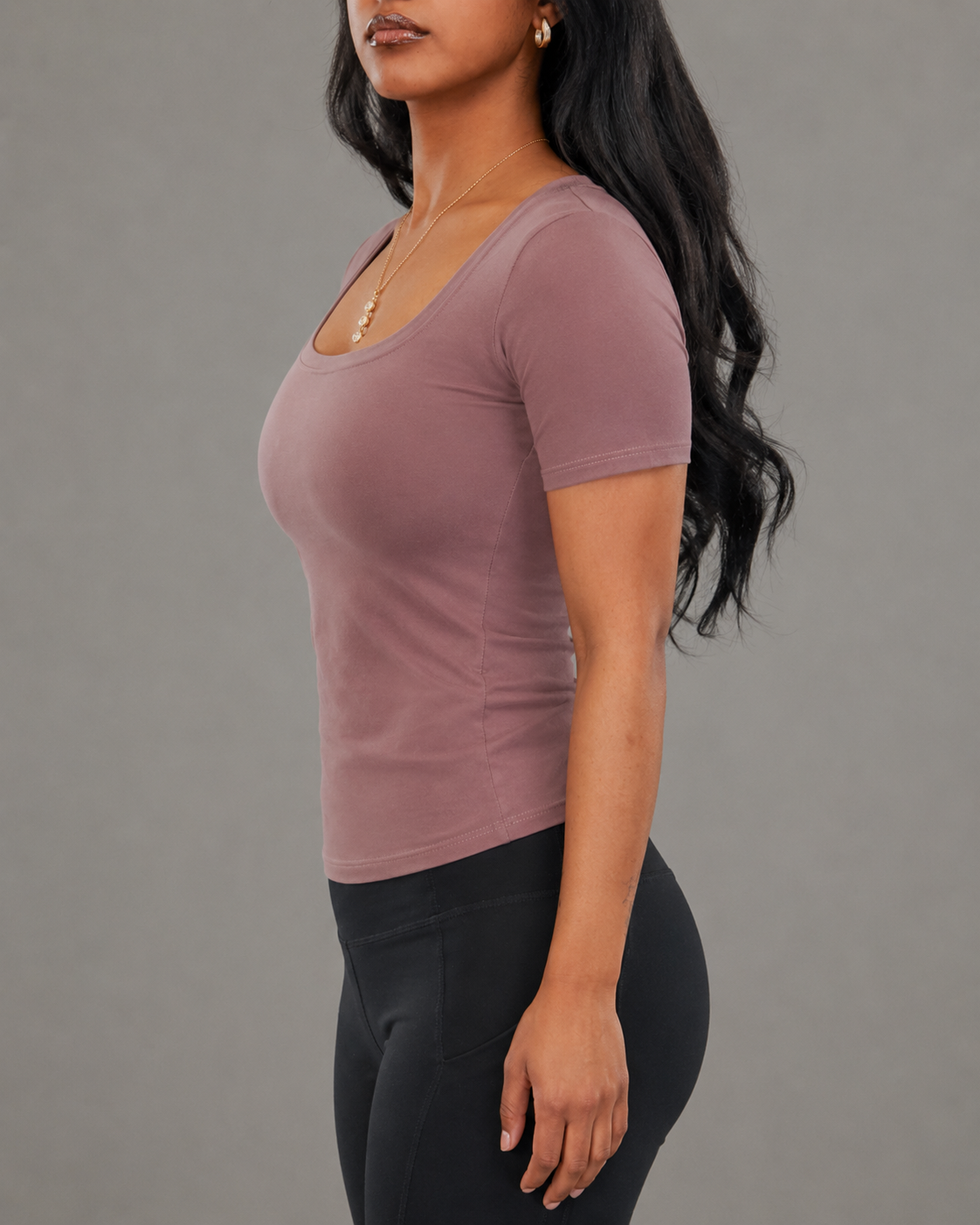Rose Mauve Short sleeve - Low cut (50% Polyester & Cotton)