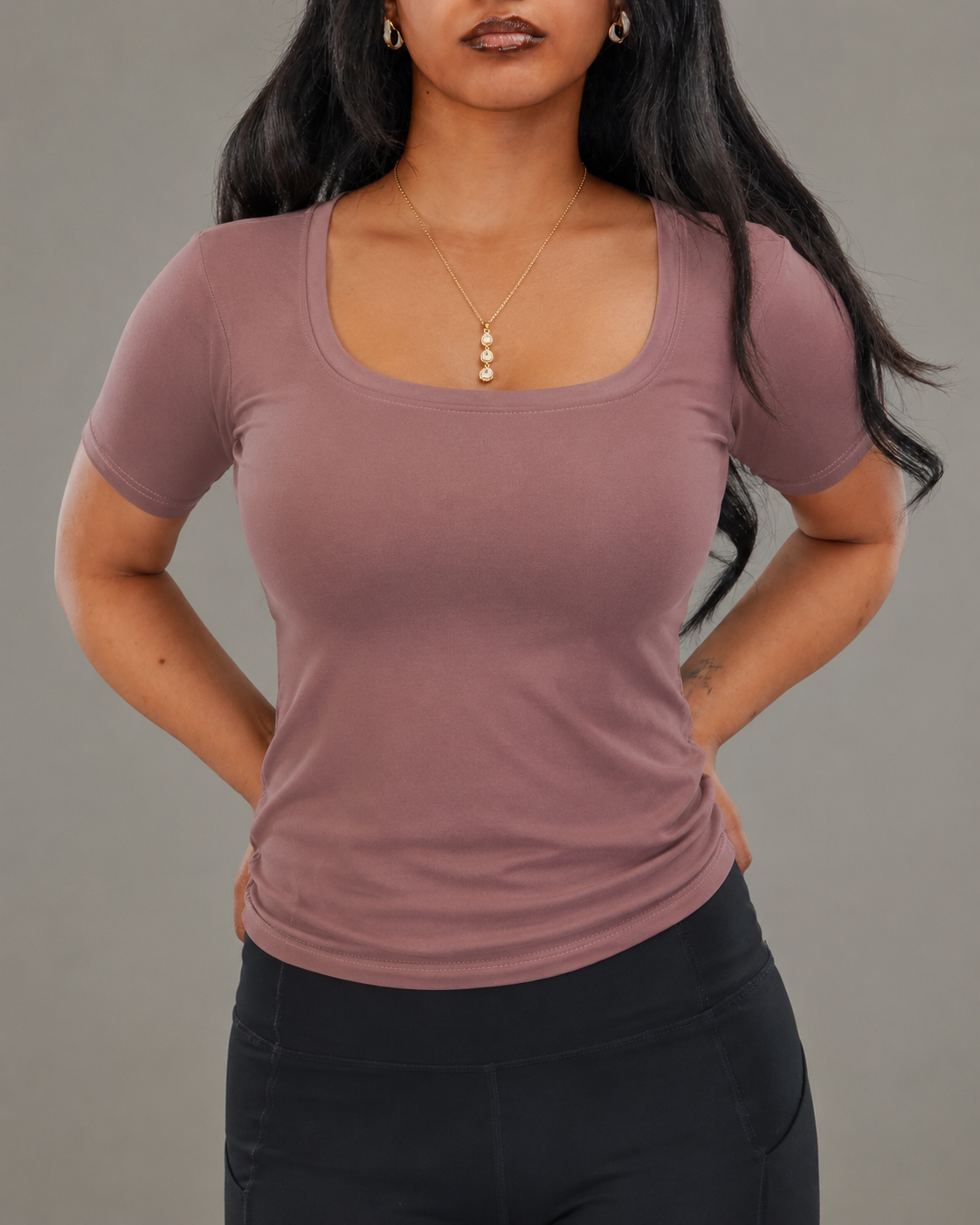 Rose Mauve Short sleeve - Low cut (50% Polyester & Cotton)