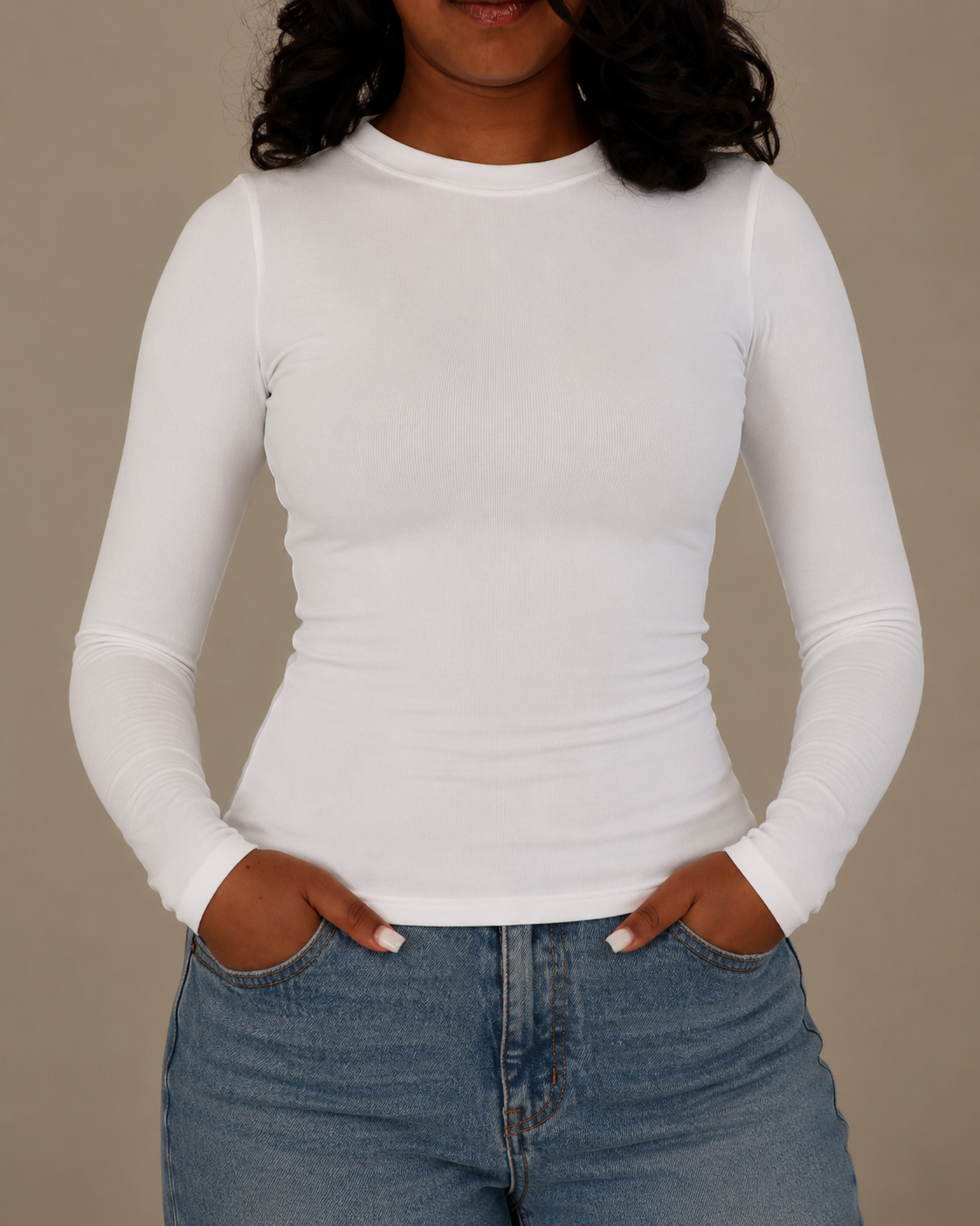 White Full Sleeve - O neck (50% Polyester & Cotton)