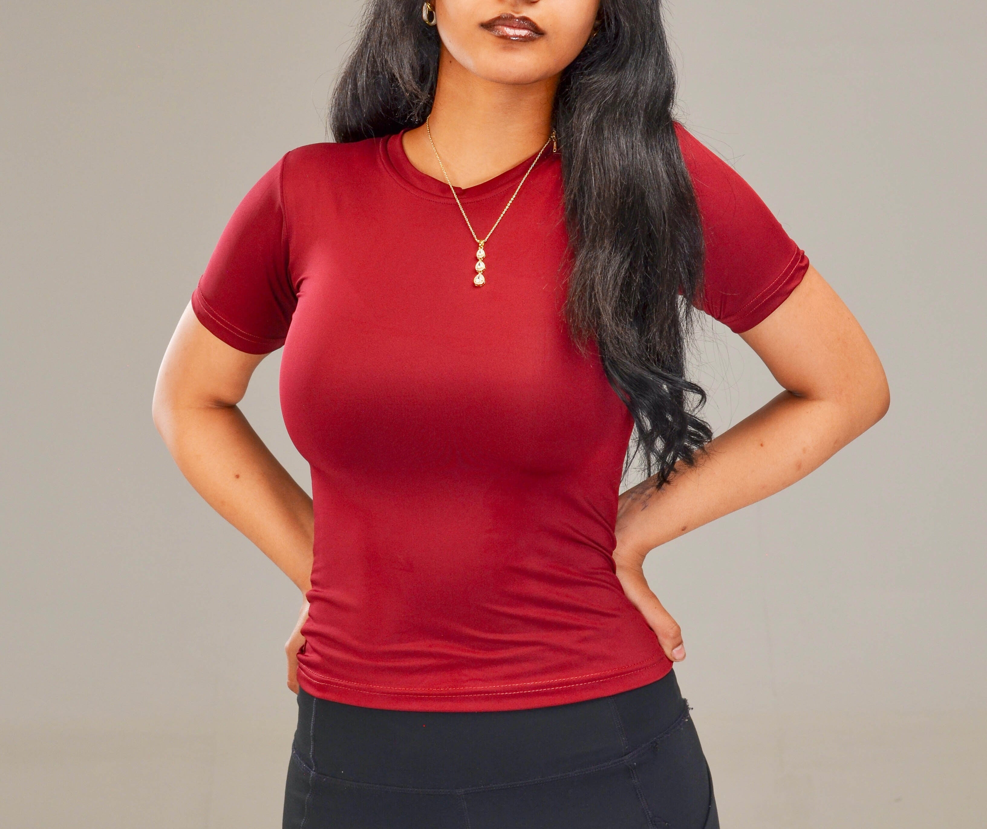 Burgundy Short sleeve - O neck
