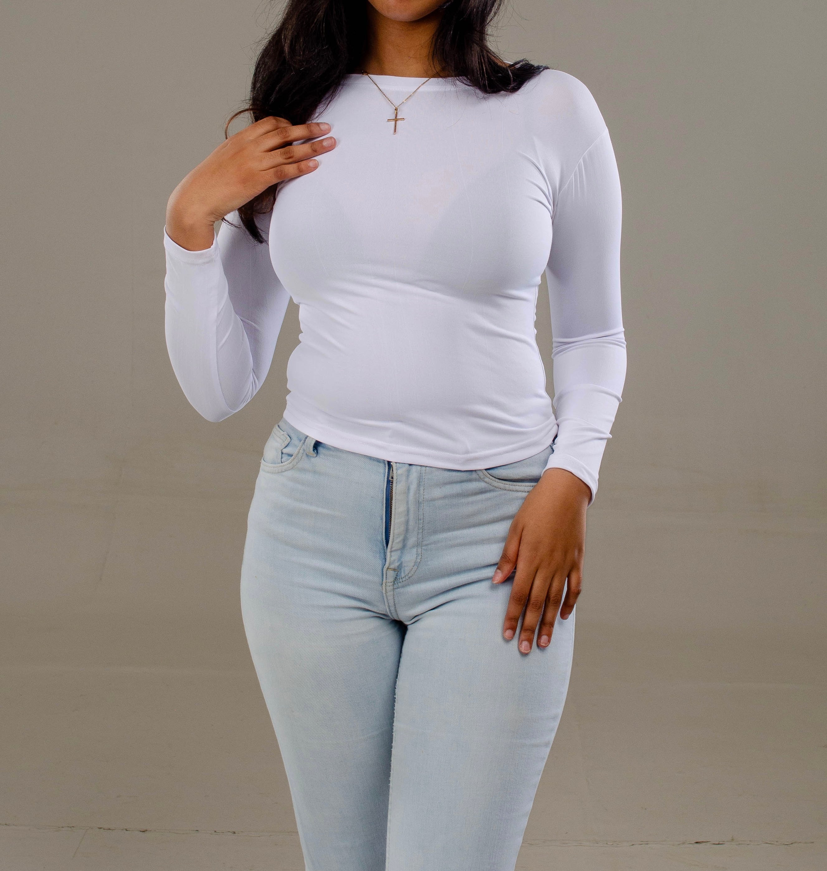 White Full Sleeve - O neck (50% Polyester & Cotton)