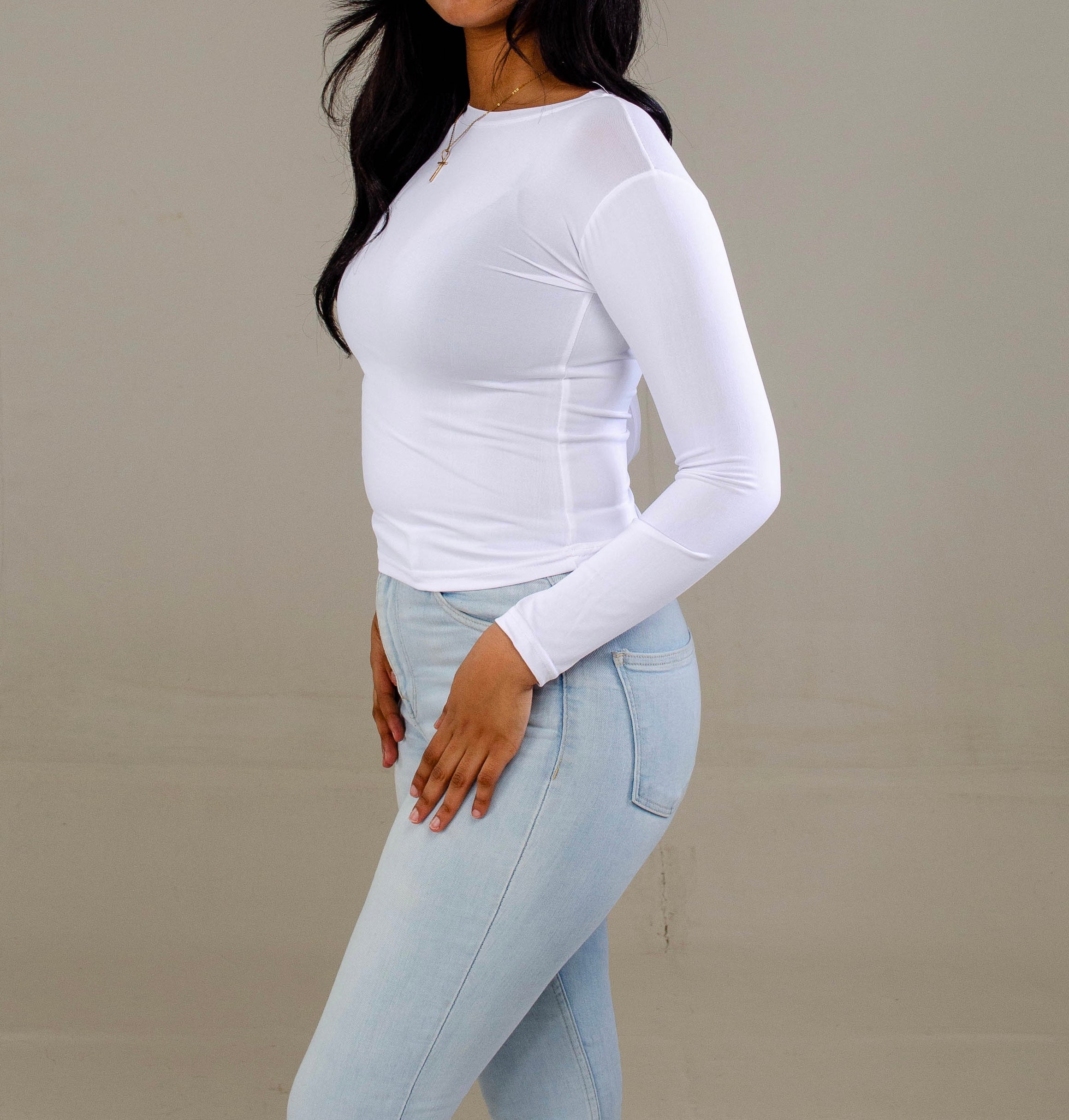 White Full Sleeve - O neck (50% Polyester & Cotton)