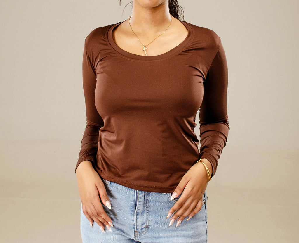 Brown Full Sleeve - Low neck cut