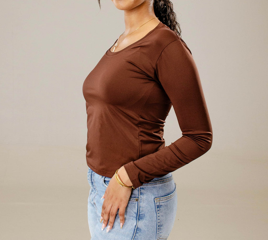 Brown Full Sleeve - Low neck cut