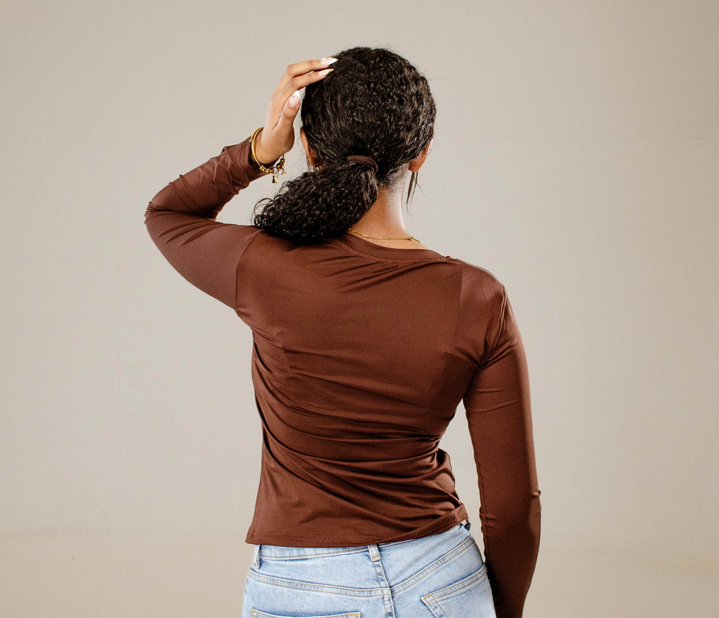 Brown Full Sleeve - Low neck cut