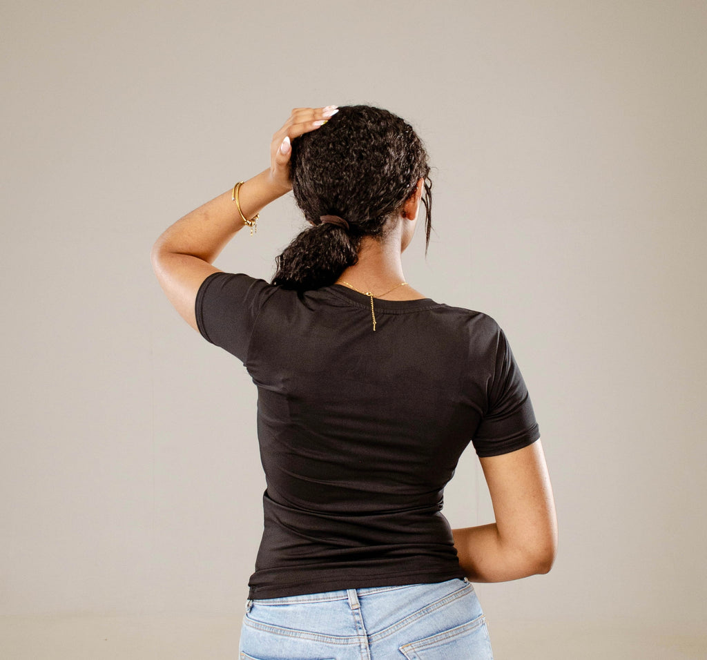 Black Short Sleeve - Low neck cut